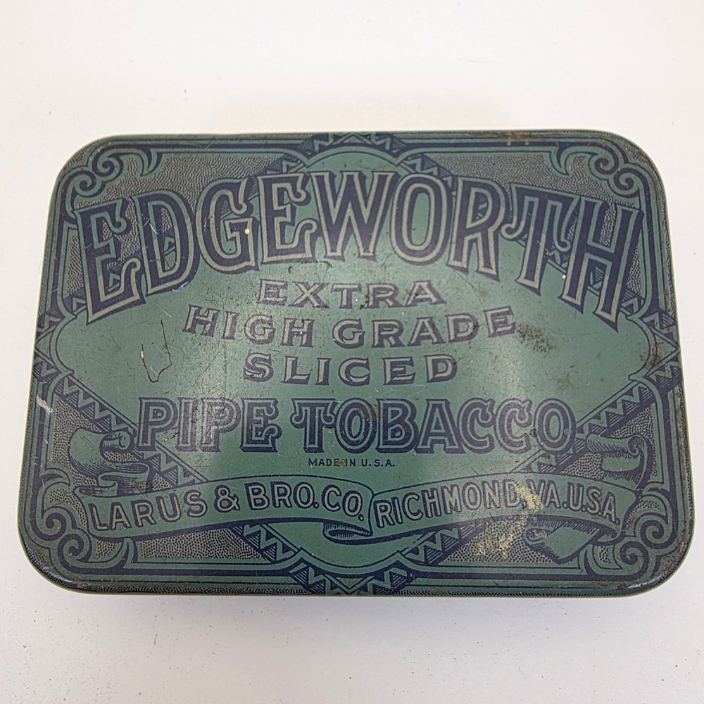 Edgeworth Tobacco Tin Vintage Teal High Grade Sliced Pipe Tobacco Larus Bro Co